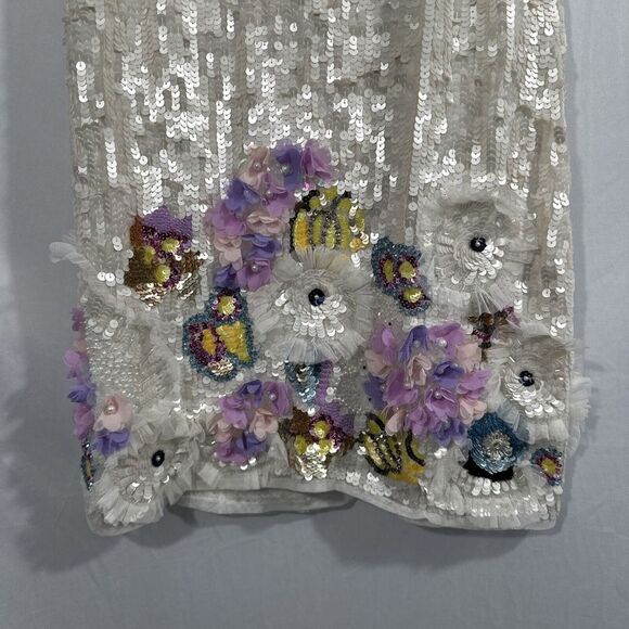 NEW Mac Duggal [ 4 ] Sequined Mixed Media Floral Embellished Mini Dress‎ S1068 - Picture 12 of 16